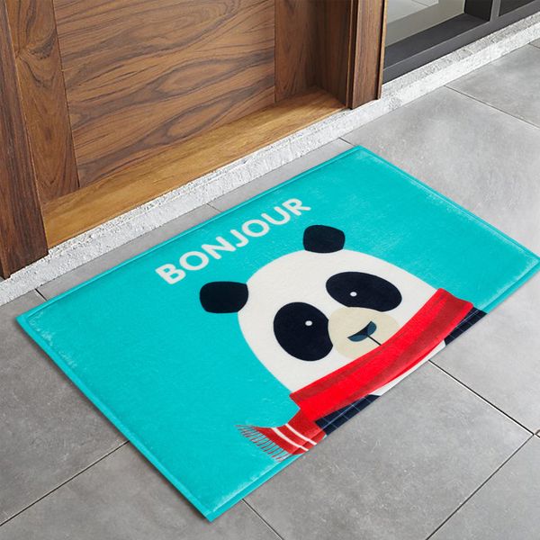 

welcome floor mats cartoon panada bear printed kitchen carpets house doormats for living room anti-slip absorbent tapete rug