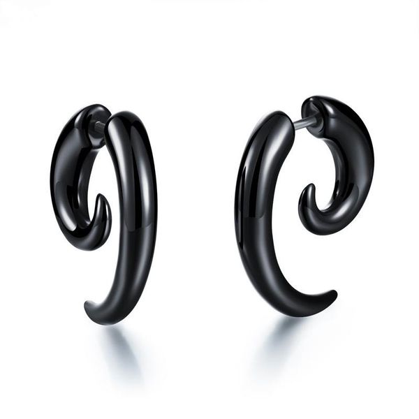 

fashion jewelry man stud earrings snail stainless steel earring for men women punk men's black earings ing, Golden;silver