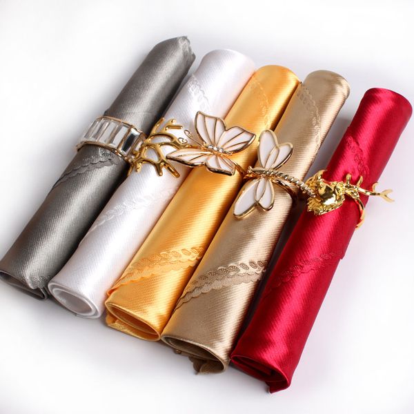 

5 colors cloth napkins satin napkins 48*48cm high grade square napkins for star l restaurant banquet