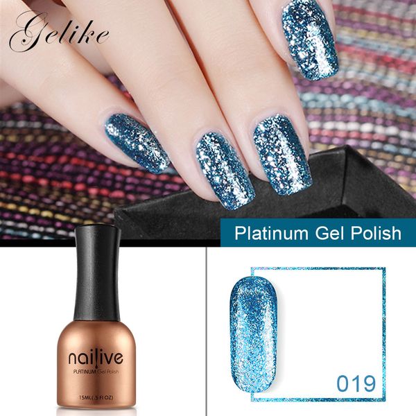 

gelike bling platinum nail gel 15ml glitter uv gel nail polish led lamp lak varnish lacquer semi permanent gelpolish pr, Red;pink