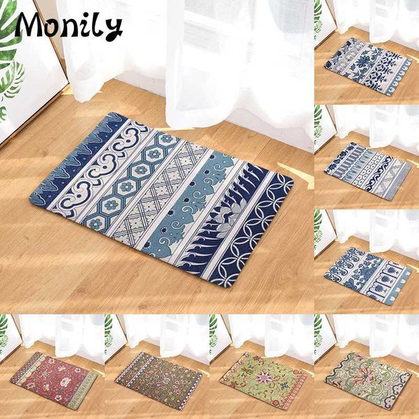 Monily Welcome Waterproof Outdoor Mat Vintage Flowers Kitchen Rugs