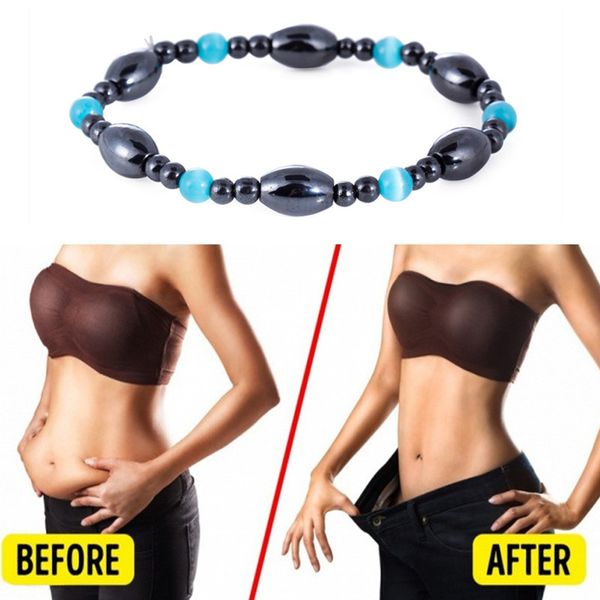 

beaded hematite magnet bracelet magnetic healthcare weight loss slimming charm bangles black stone jewelry accessories