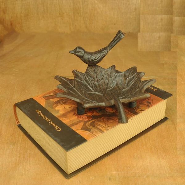 2019 Cast Iron Bird On Leaf Birdbath Bird Feeder Soap Dish Seed