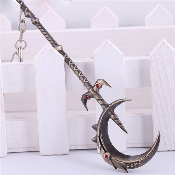 

12cm Game League Of Legends Soraka Weapon Keyring LOL Crescent Wand Sword Model Pendant Keychain Charm Gift drop-shipping