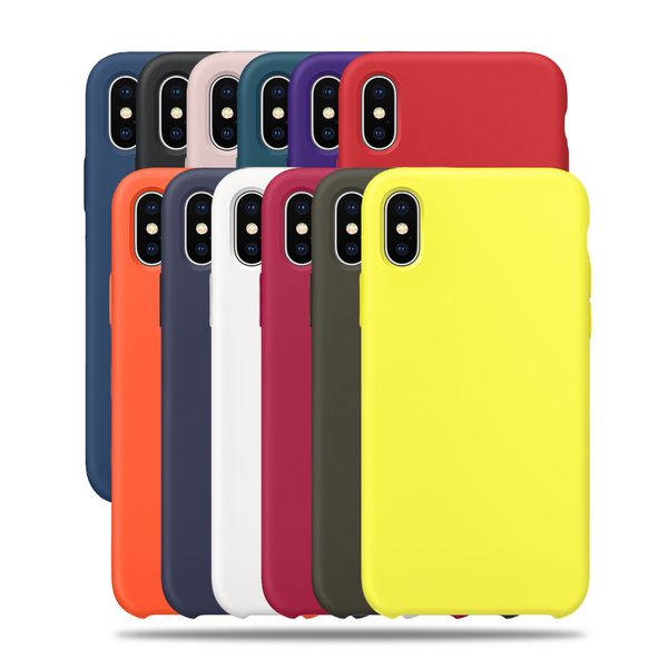 

For iPhone XR Xs Xs-Max Liquid Silicone Phone Case Simple Solid Candy Color Back Cover Case for iPhone 6 6s 7 8 Plus