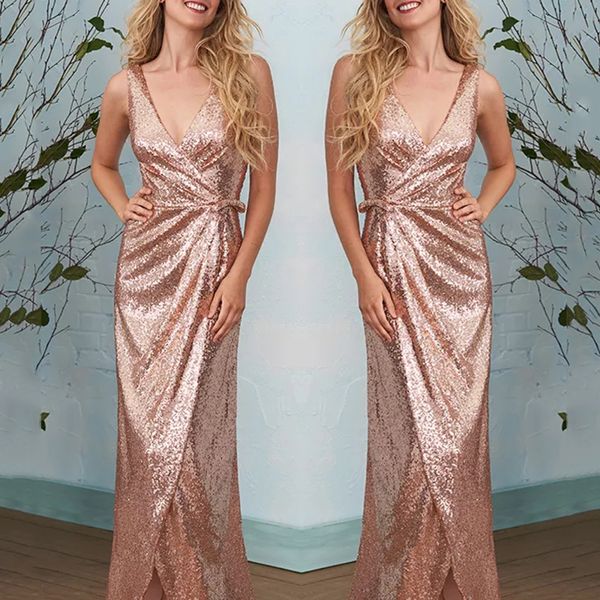 

gorgeous v neck sheath prom dresses backless sequiend side split evening party dress formal prom gowns special dress custom made, Black