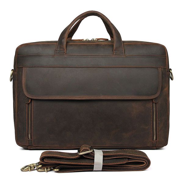 

new men vintage briefcases solid genuine leather male shoulder bag large capacity business 17 inch lapbags