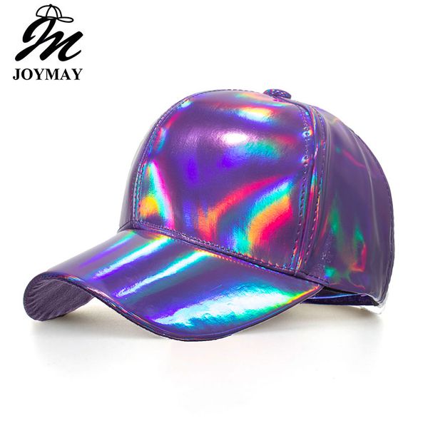

joymay new arrival shining pu solid color laser baseball cap super cool snapback hats casual adjustable caps b556, Blue;gray