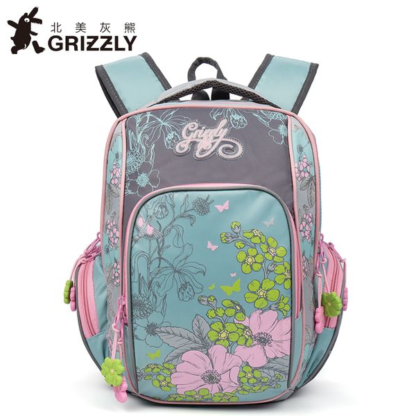 

grizzly russia kids cartoon school bags children orthopedic waterproof school backpack for primary girls grade 1-4