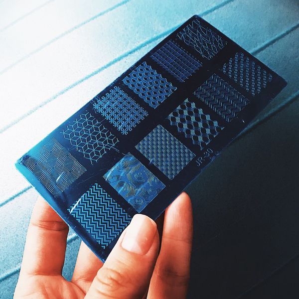 

12*6cm jr nail stamping plates 30 design decorations konad stamp stamping manicure template geometry theme (jr1-30, White