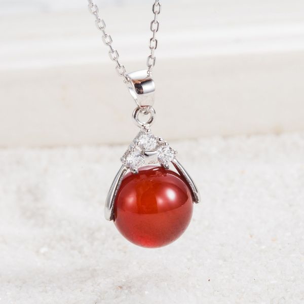 

925 sterling silver pendants with 12mm agate bead stone sterling silver pendants