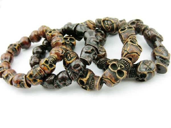 

yqtdmy 4 pcs skull bracelet gothic jewelry skeleton men bangles rock punk bracelets, Black