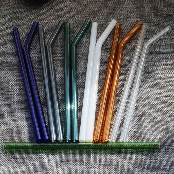 

in stock glass straws reusable straw clear tinted bent straight straw 18cm drinking straws milk drinking straws dhl