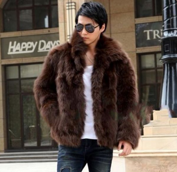 

men's spring and autumn korea version of the new trend of european and american personalized fox fur collars fur coat / s-3xl, Black