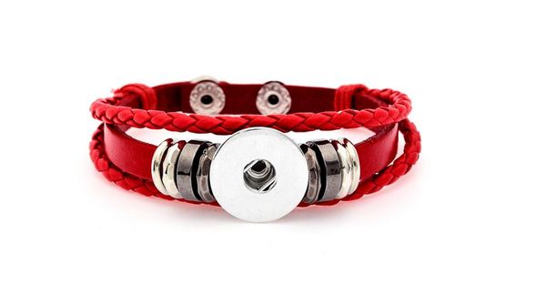 

fashion new 6 styles diy multilayer leather noosa chunk 18mm metal button bracelet diy jewelry wholesale, Golden;silver
