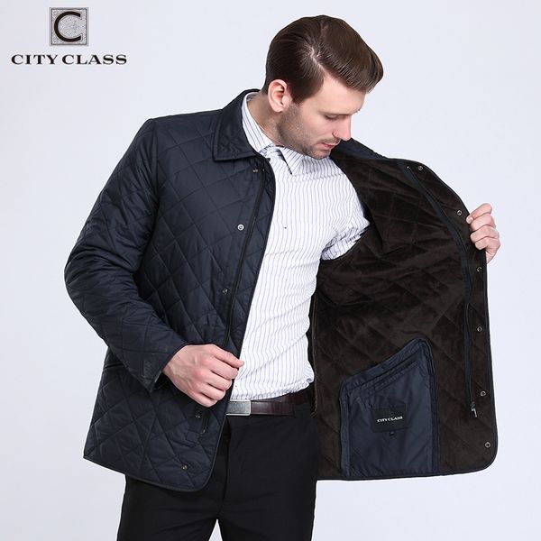 

city class 2017 new autumn mens quilted jacket lining fleece chaqueta hombre business casual fashion coats for male 6xl 15307, Black;brown