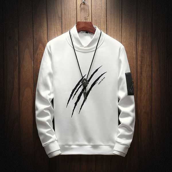 

men's tracksuit 2018 new arrival spring autumn print male stitch sweatshirt fashion long sleeve handsome men, Black