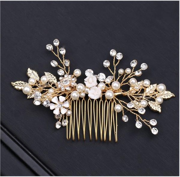 

alloy gold leaf hair comb headwear, bride wedding dress, accessories, carding, hair ornament, bridal ornaments, Slivery;golden