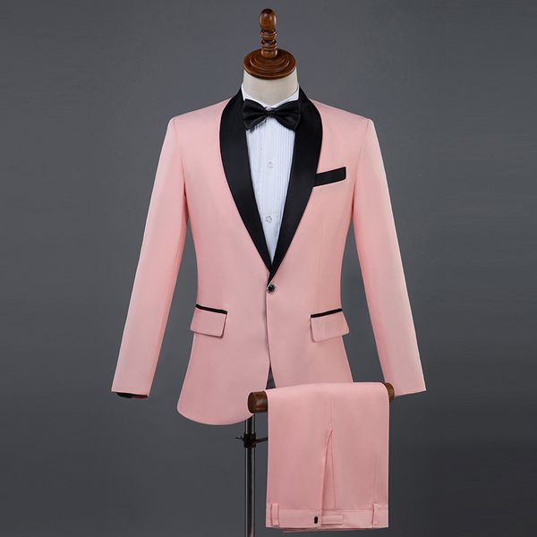 new men's show suit suit host singer groom young men's clothing, White;black