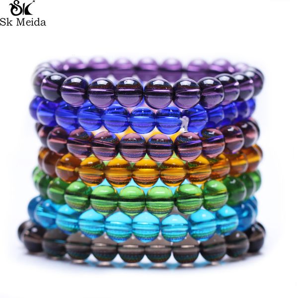 

colorful glass beads transparent beads bracelet for women & man fashion simple classic bracelet e-78, Black