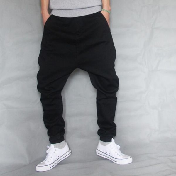 

hip hop baggy denim squirrel pants male low crotch skateboard jeans mens loose harem jogger pants black stretch trousers a60508, Blue