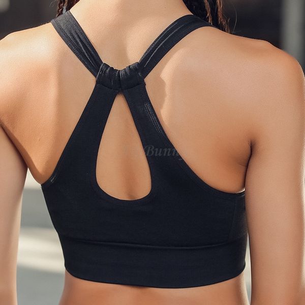 

womens yoga sports bra push up shockproof big girl running jogger deportivo mujer gym fitness bras cross back, White;black