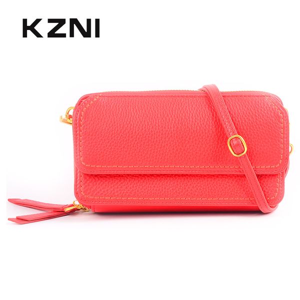 

kzni genuine leather womens wallets and purses shoulder strap bag for girl leather purse portomonee femmes sac 2162