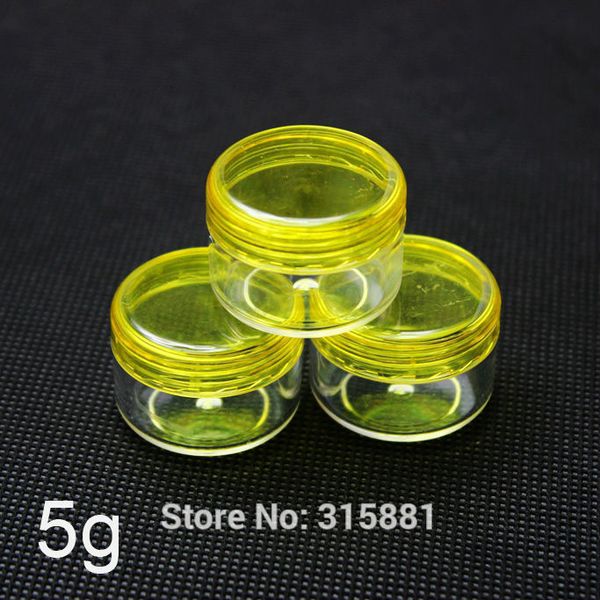 

wholesale- plastic cosmetic container, yellow cream jar, sample jar 5g