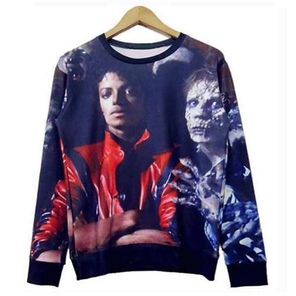 

new arrival fashion men/women famous character michael jackson zombie funny 3d printed sweatshirt style fashion casual sweatshirt b203, Black