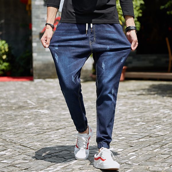 

2018 mens jeans plus size -7xl 8xl stretch denim 2 colors men's denim harem pants casual relax loose fit jeans trousers pants, Blue