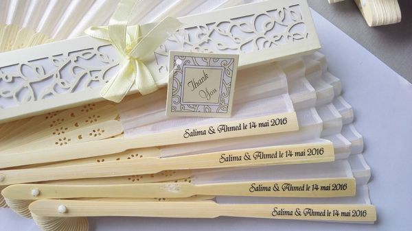 

50 pcs/lot personalized luxurious silk fold hand fan in elegant laser-cut gift box +party favors/wedding gifts+printing