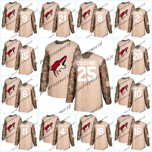 

Youth 25 Nick Cousins 2018 Camo Veterans Day Arizona Coyotes Jerseys 26 Emerson Etem 9 Clayton Keller 21 Derek Stepan Hockey jerseys