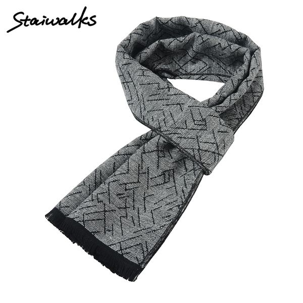 

staiwalks men scarfs maze labyrinth print scarf fashion simple business causal thick soft comfortable super warm autumn winter, Blue;gray