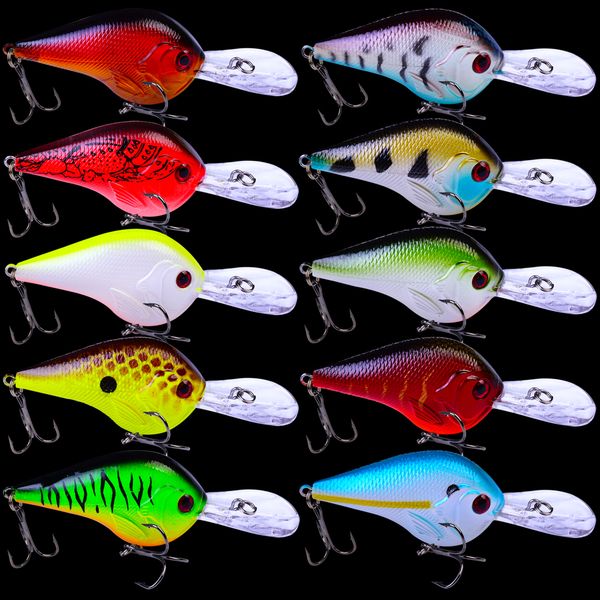 

10pc 3d crank lures 11g/9.5cm fishing lure 6# hook diving fishing tackle