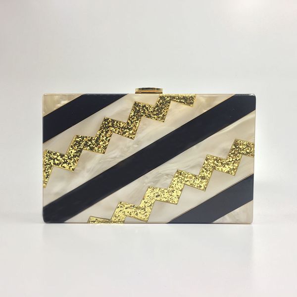 

yens women vintage acrylic clutch new wallet bling evening party bag striped panelled messenger bag patchwork acrylic handbag