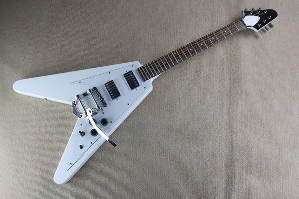

Guitar with tremolo tandard dot inlay gb flying v white electric guitar