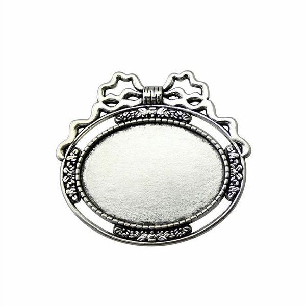 

5 pieces cabochon cameo base tray bezel blank accessories parts owl single side double hanging inner size 25x35mm oval cameos and cabochons, Slivery;crystal