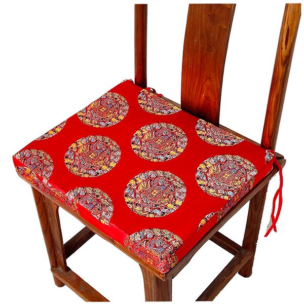 Ethnic Chinese Jacquard Dining Chair Seat Cushion Classic Luxury