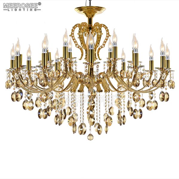 Lampadario moderno in ferro battuto Lampadario di cristallo Hanglamp Lustre De Sala Lampada a sospensione in oro Illuminazione interna per foyer villa Soggiorno