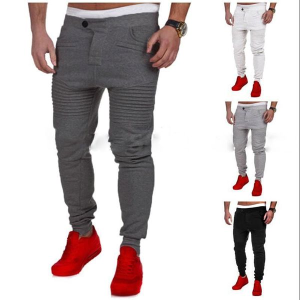 

spring autumn track pants men sweatpants cotton blend brushed full length relaxed button fly pleated casual sport active size s-3xl, Black