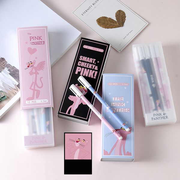 

junhui stationery creative pink leopard love color gel pen student examination water bottle 10 set gel pen cute office supplies