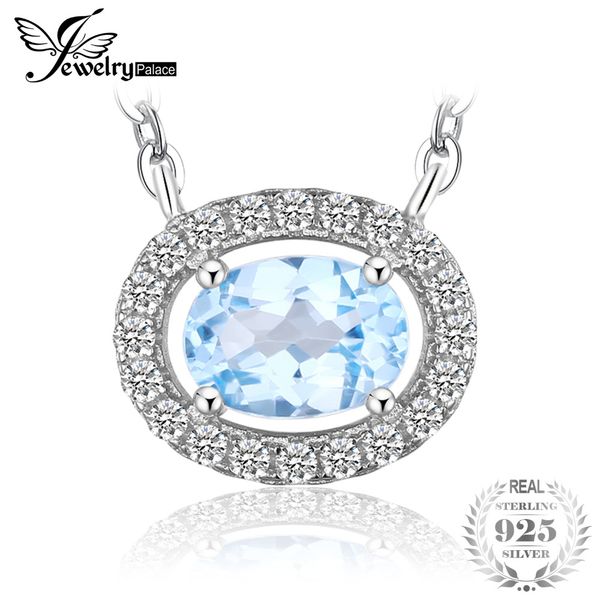 

jewelrypalace round 1ct natural blue z 925 sterling silver solitaire pendant necklace 45cm chain jewelry for women on sale