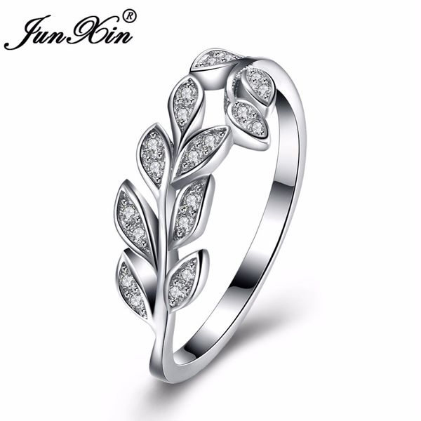 

whole salejunxin size 8/9 fashion female white ring 100% real 925 sterling silver jewelry vintage wedding rings for women, Golden;silver
