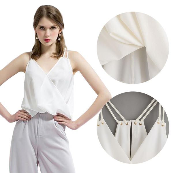 

fashion women's casual sleeveless crop vest irregular slings, White