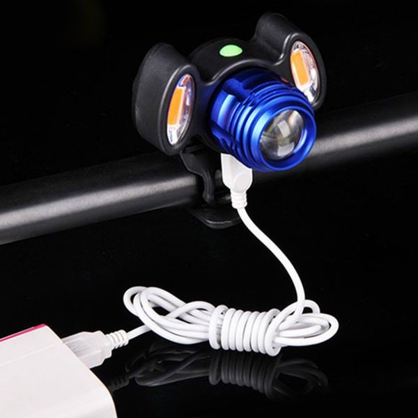 

cycling usb rechargeable bike light 4 modes double lamp beads handlebar headlight bicycle led ipx6 waterproof headlight