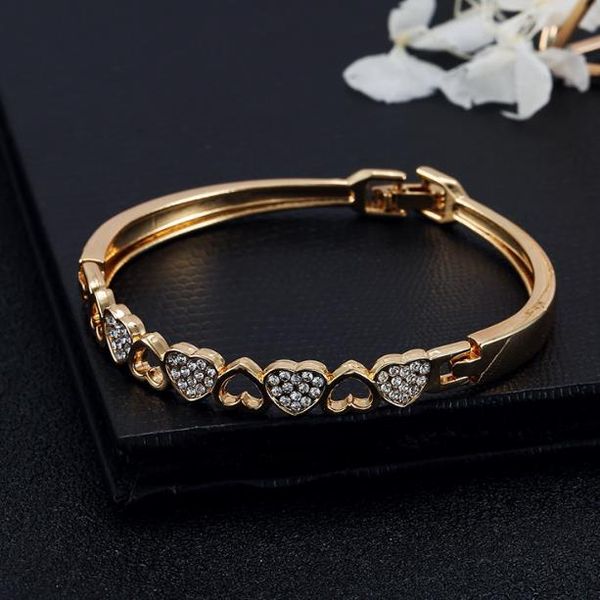 

diamond heart bracelet gold embossed diamond gift bracelet promotional bracelet student ornaments gift alloy inserts diamond, Black