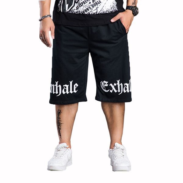 

casual shorts men breathable cotton hip hop baggy mens stretch shorts gasp loose bodybuilding korte broek man sweatpants m-4xl, White;black