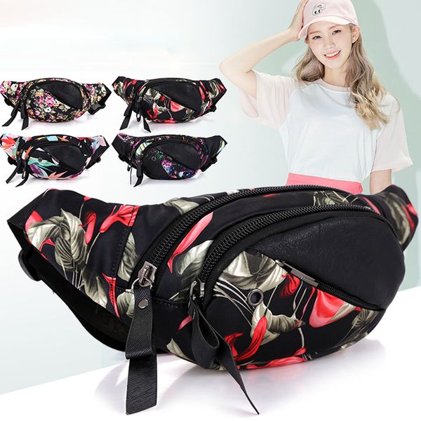 

waist bag women men canvas durable print floral waist bag canvas chest fanny pack belt 2018 new fashion colorful pouch