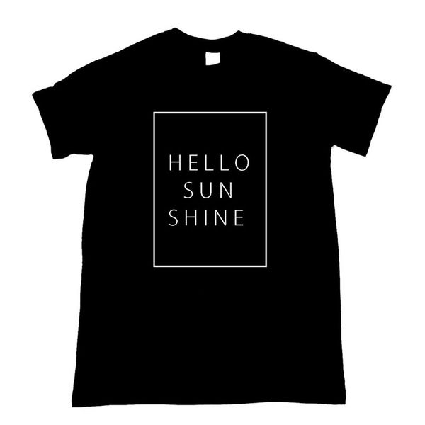 

hello sunshine graphic print womentee shirt short sleeve fashion t shirt crew neck grunge clothing casual oversized tshirt, White