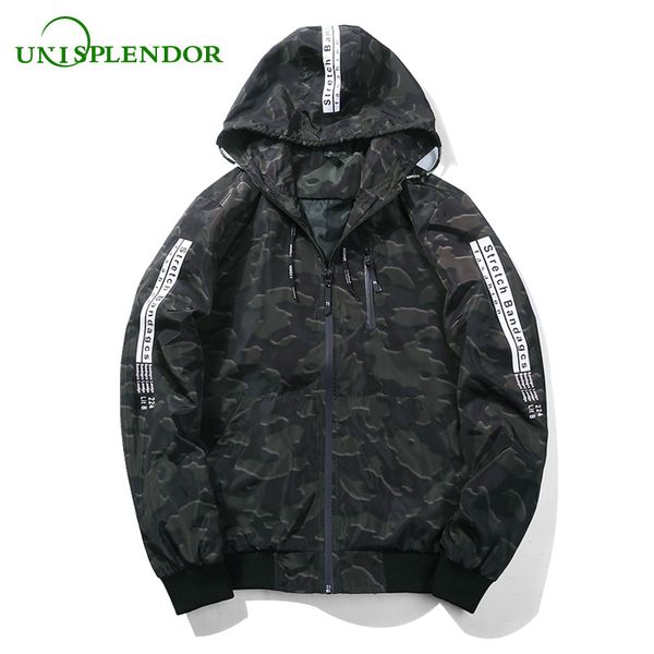 

unisplendor 2018 men camouflage cool jackets hooded 4xl 5xl man casual bomber jacket boy pilot coat male windbreaker mans yy43, Black;brown